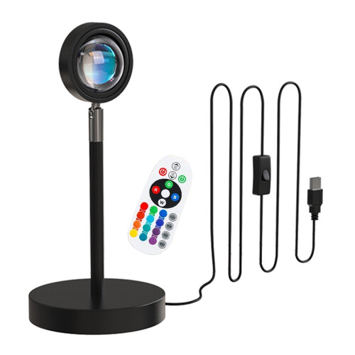 16-Color Sunset Projection Lamp with Remote Control, USB Night Light for Room Decor