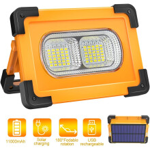 Rechargeable LED Floodlight 80W, Solar Work Light with Waterproof Design, 11000mAh Battery for Camping or Car Repair