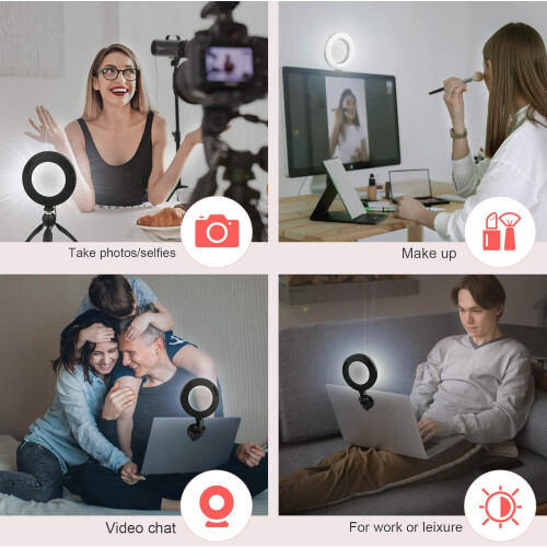 LED Video Conference Light, Dimmable 6500K Ring Light for Computer or Laptop, Remote Working, Zoom, Live Streaming 2
