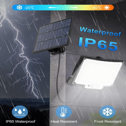 Solar Outdoor Light with Motion Sensor, 3 Lighting Modes, Remote Control, IP65 Waterproof, 5m Cable (1 Pack) 2