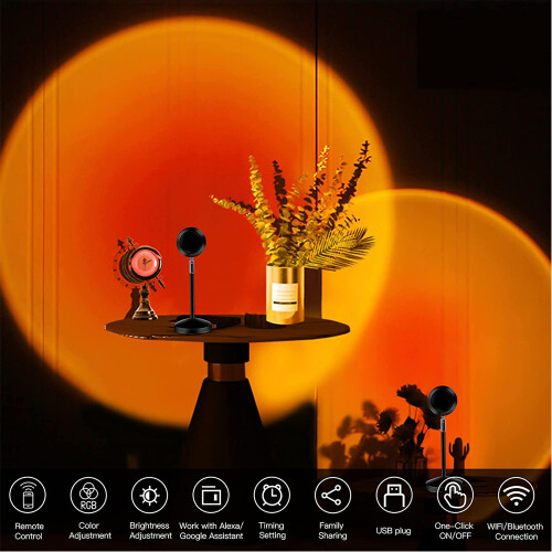 16-Color Sunset Projection Lamp with Remote Control, USB Night Light for Room Decor 2