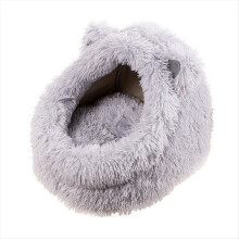 Plush Cat Bed Cat Bed Semi-Enclosed Dog Bed Removable L