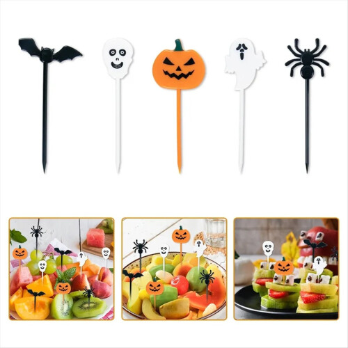 Οδοντογλυφίδα για Halloween, Κολοκύθα, Φάντασμα, Νυχτερίδα, Πιρούνι Φρούτων, Επιδόρπιο 2