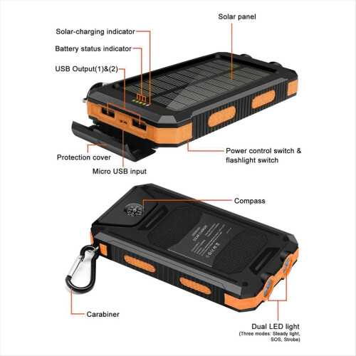 10000mAh solcellsladdare för utomhuscamping 1