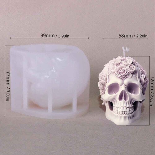 Καλούπι κεριού Rose Skull DIY για κέικ σοκολάτας Halloween Καλούπι διακόσμησης C 2