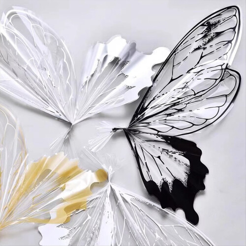Blumenstrauß-Geschenkpapier, Schmetterlingsform, Silber 1