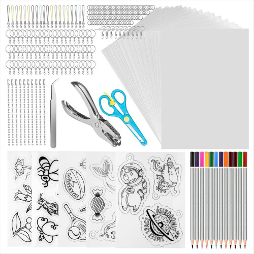 Shrink Plastic Shrink Keychain Kit, for DIY/Rings/Crafts/Keychains