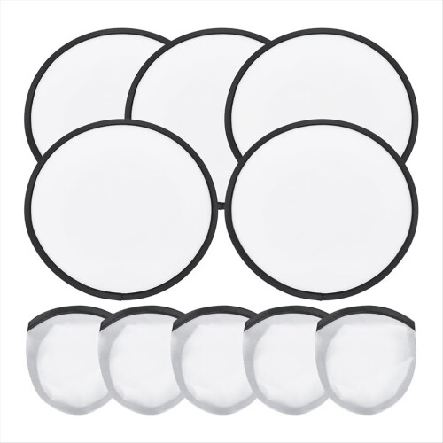 5 Pcs Foldable Flying Disc Fans with Bag for Party black