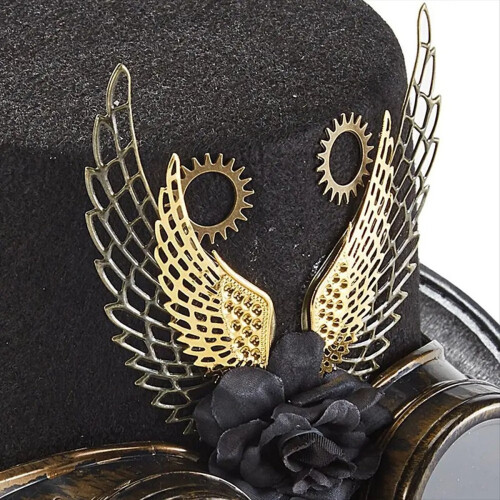 Steampunk Top Hat Vintage Wing And Gear Hat 2