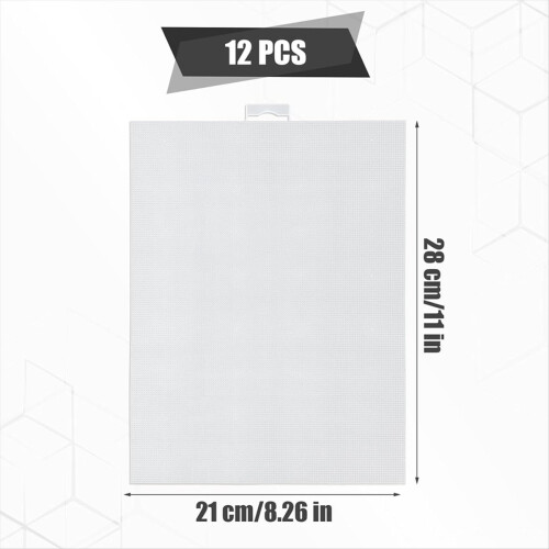 12Pcs 14 Count Plastic Mesh Canvas Sheets, Canvas Plastic Grid Sheet 1