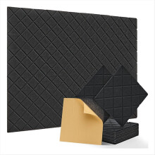 12-pak akustiske paneler, 12x12x0,4 tommer lydisolerende skumpaneler, sorte