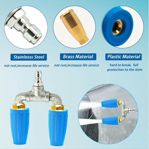 Bico turbo duplo para lavadora de alta pressão, conector rápido de 1/4 1