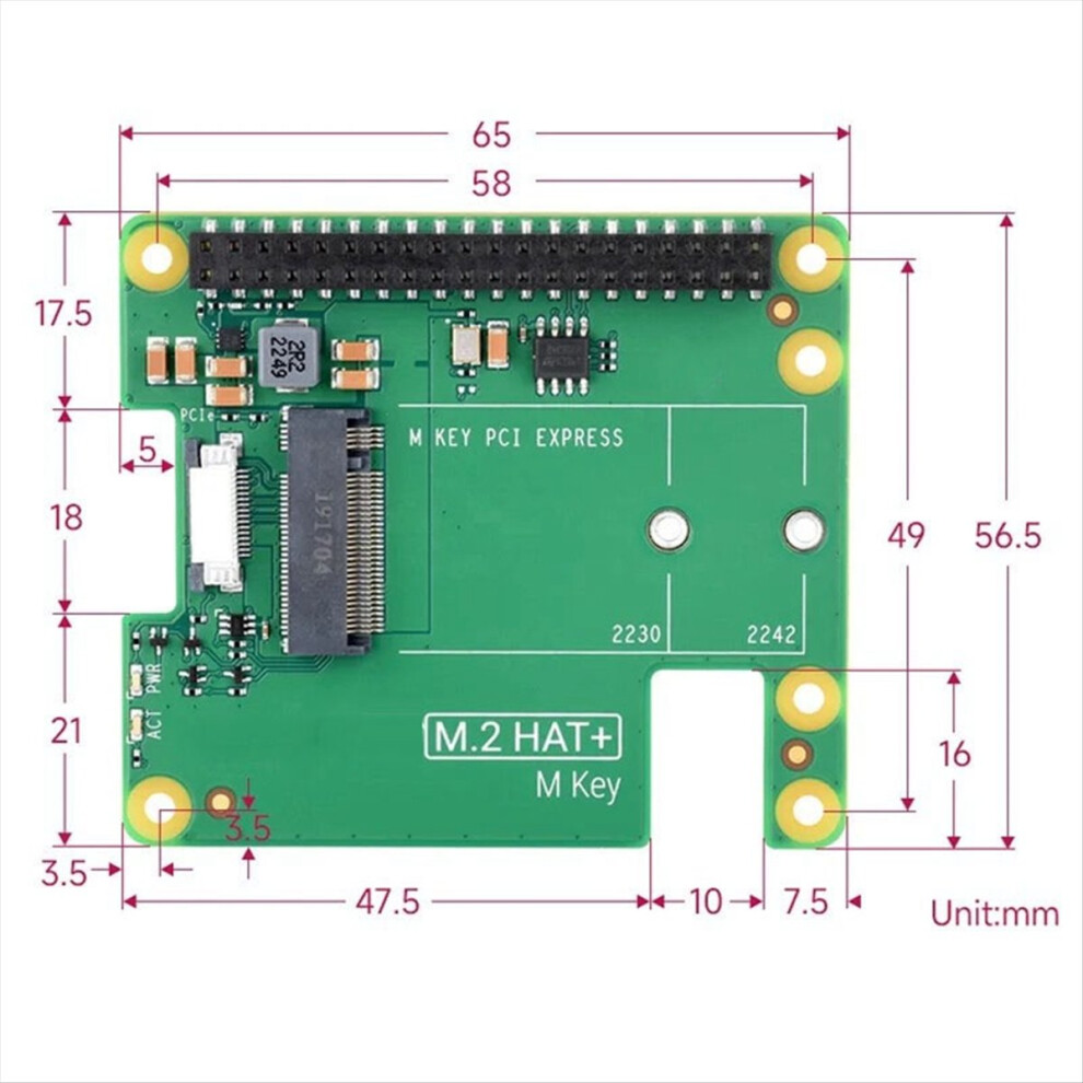 Pcie To M.2 Hat+ For 5 Gen2 Gen3 M.2 Nvme Ssd 4712884923196