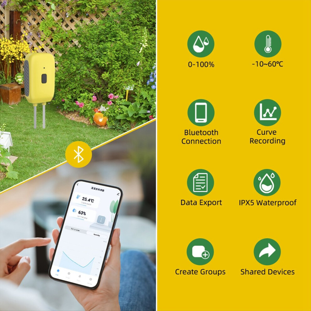 Bluetooth Soil Tester Temperature Humidity Test Meter App Control 4712884926081
