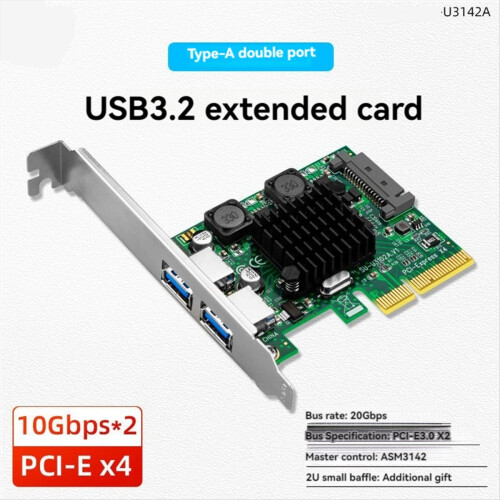 Κάρτα επέκτασης USB 3.1 2 θυρών Κάρτα επέκτασης PCIE X4 σε USB 3.1 1