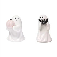 Halloween Resin Ghost Holding Græskar og Flagermus Have Statue Ornamenter