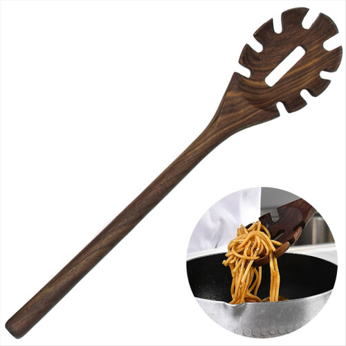 Cuillère à pâtes spaghetti en bois de noyer à long manche 1
