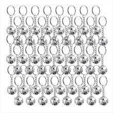 48Pcs Set Disco Ball Keychain Mirror Keyring Reflective Ball