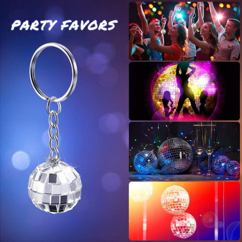 48Pcs Set Disco Ball Keychain Mirror Keyring Reflective Ball 2