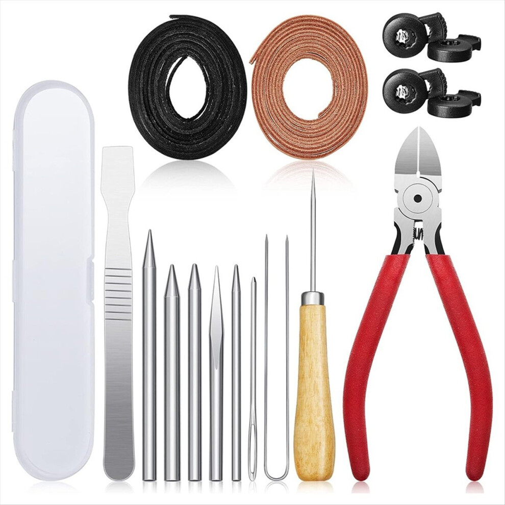 16 Pcs Glove Relacing Kit Needle Leather Cutter Scratch Awl Tool Set2 4712884997180