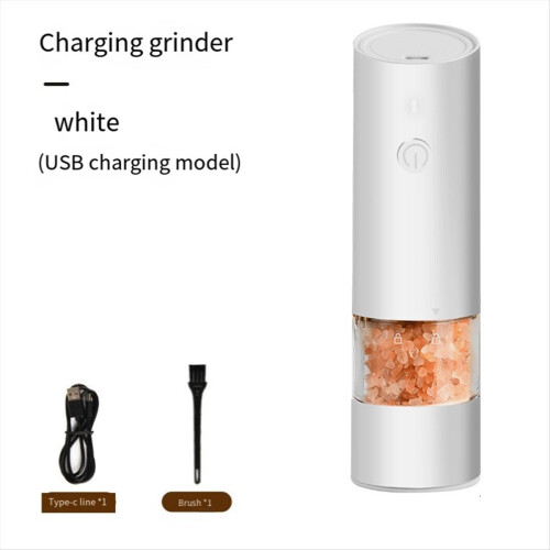 USB Rechargeable Pepper Grinder, Electric Pepper Grinder White 1