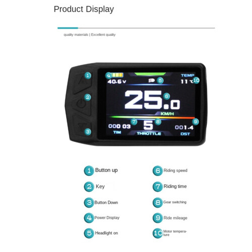 Ebike-display til KT intelligent LCD-måler vandtæt SM-stik 2
