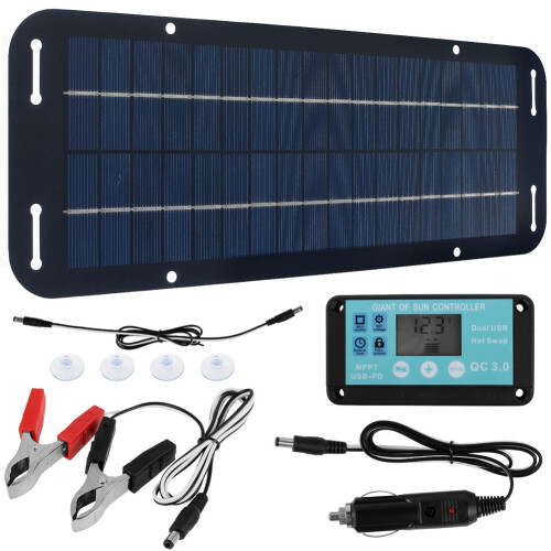 Κιτ ηλιακού πάνελ 20W 12V, ηλιακός φορτιστής, τροφοδοσία USB