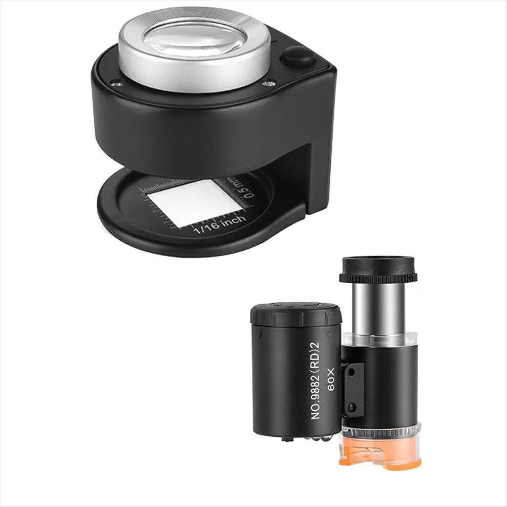 White/Light 30X Loupe Magnifier And 60X Mini Microscope