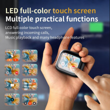 Bluetooth V5.4 Earphone Noise Cancellation Color Screen Touch, White