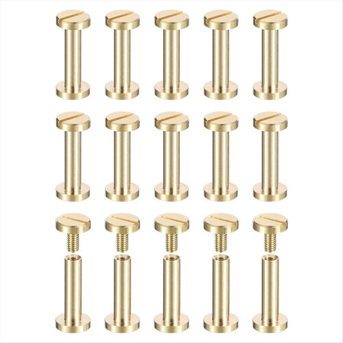 30Pack Brass Chicago Screws, 15x8mm Flat Head Screw