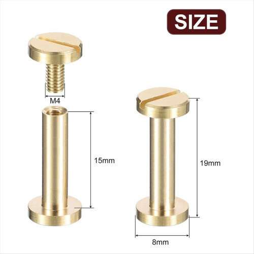 30Pack Brass Chicago Screws, 15x8mm Flat Head Screw 2