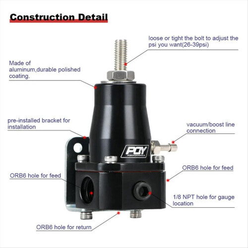 Justerbart 30–70 PSI EFI-trykkregulatorsett 2