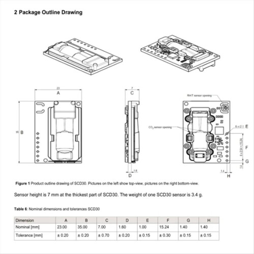 SCD30 luftkvalitetssensormodul til CO2- og RH/T-målinger 2