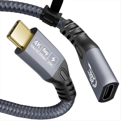 Prodlužovací kabel USB 4K, prodlužovací kabel typu C samec-samice, 0,25 m