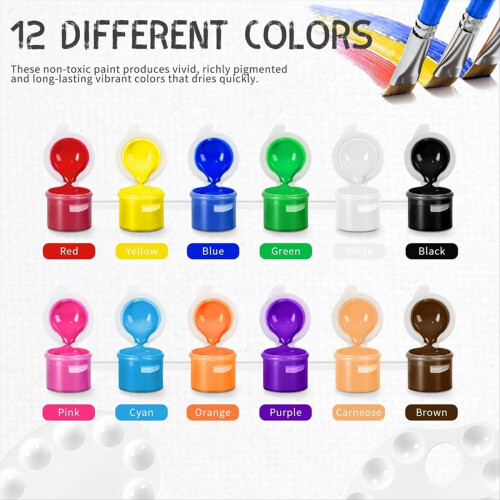 Mini telas e cavaletes com paleta de cores e pincéis 1