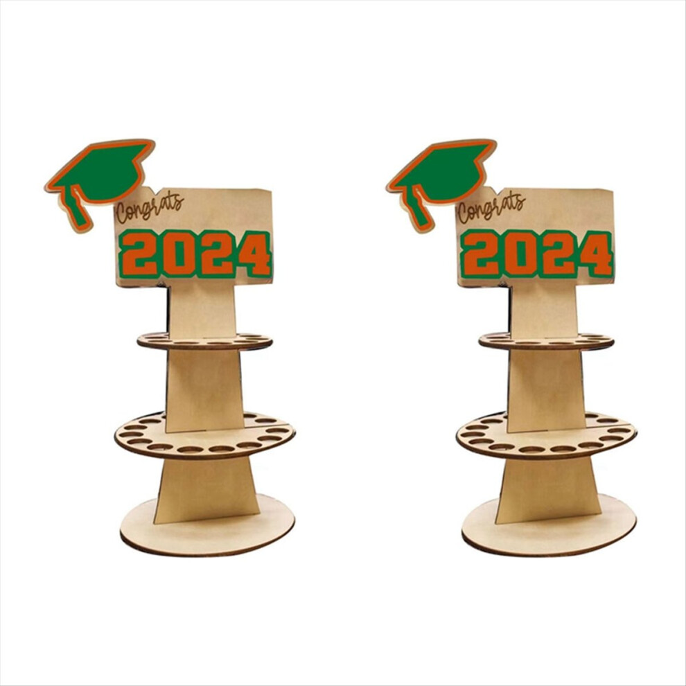 2PCS 2024 Graduation Wallet Money Holder,Green Hat Orange Lettering-image-OPC-PMDBF2H-NEW