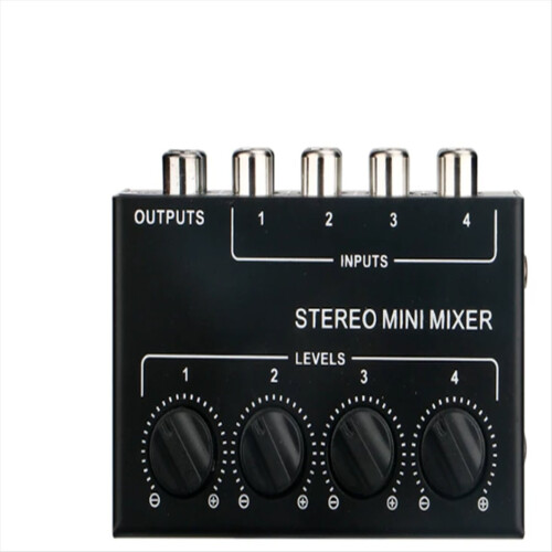 4 Channels Passive Stereo Mixer Mini Audio Mixer for Live Studio 1