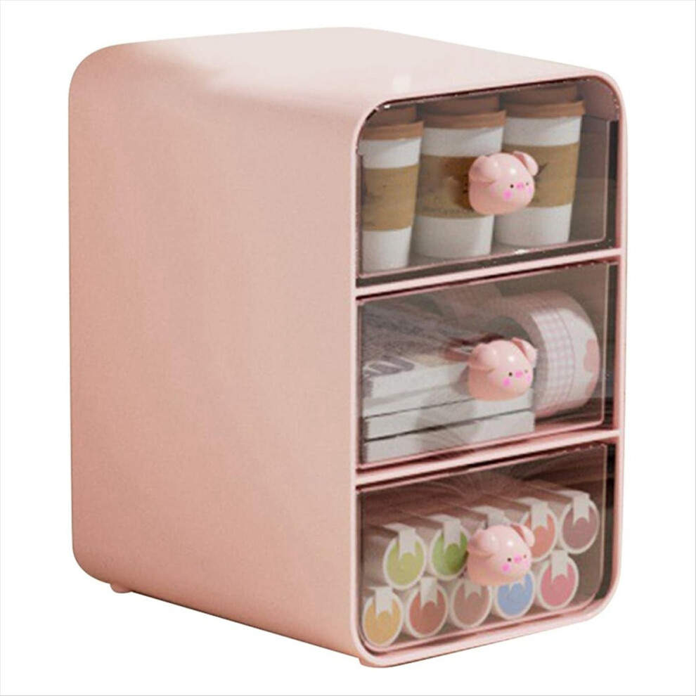 3 Tiers Organizer Holder Cosmetic Storage Box, with Drawers Pink-B-image-OPC-PMDBJWS-NEW