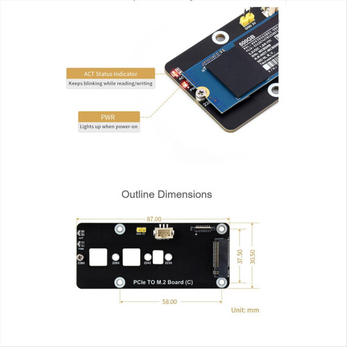 Do płyty adaptera PCIE do M.2 RPi 5 dla 5 1
