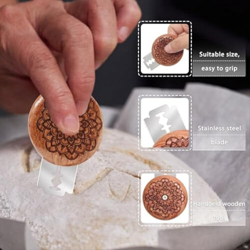 14PCs Wooden Bread Lame Cutting Set,UFO Bread Lame Scoring Tool 2