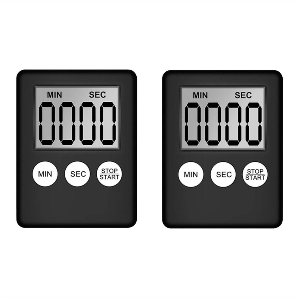 Digital Kitchen Timer, Timer, Egg Timer, for Work, 2 Pack Black