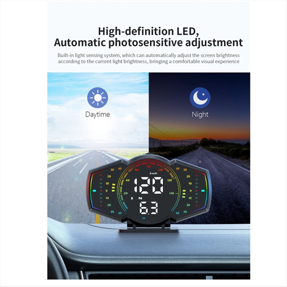 Car Gps Speedometer Head Up Display Speed Alarm Hud Compass Light 4713806689787