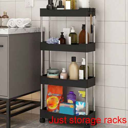 Tier Rolling Utility Cart, Movable Slim Storage Rack for Kitchen A 2