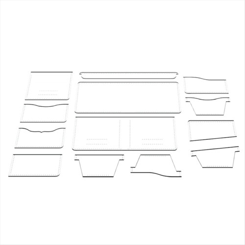DIY lommebokdesign lærmal papirsjabloner håndlærverktøy