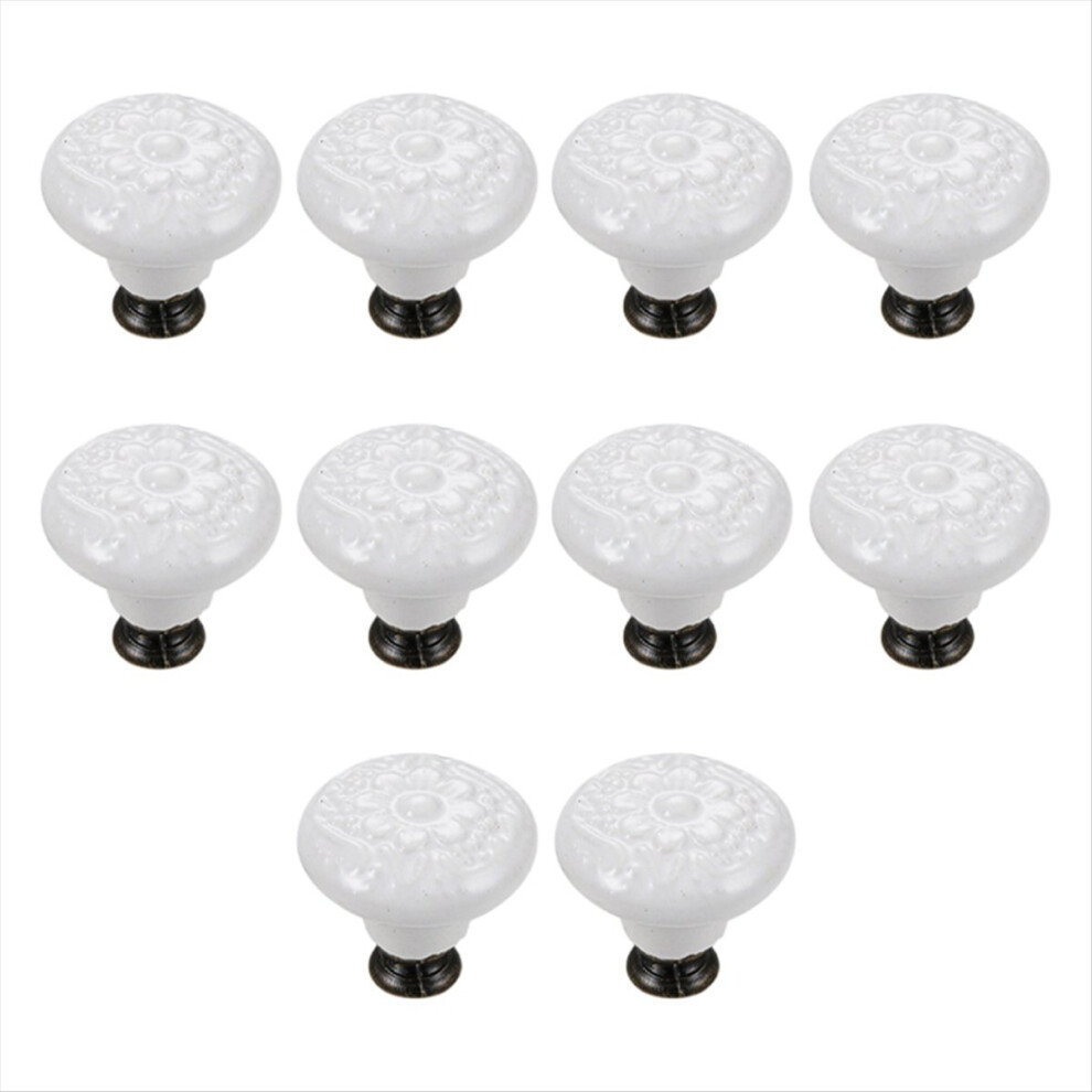 10 Pcs Drawer Pull Handles Round Cabinet Knobs Door Knobs White