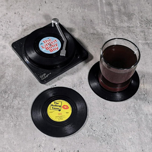 Σετ σουβέρ 6 vintage CD, σουβέρ βινυλίου, στυλ 1 2
