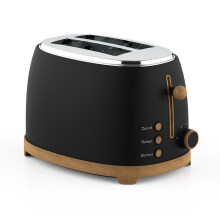 GEEPAS 2 Slice Toaster NordiQ Design | Matte Finish with Wood Accents | 6 Browning Levels Defrost Reheat & Cancel | High Lift Removable Crumb Tray
