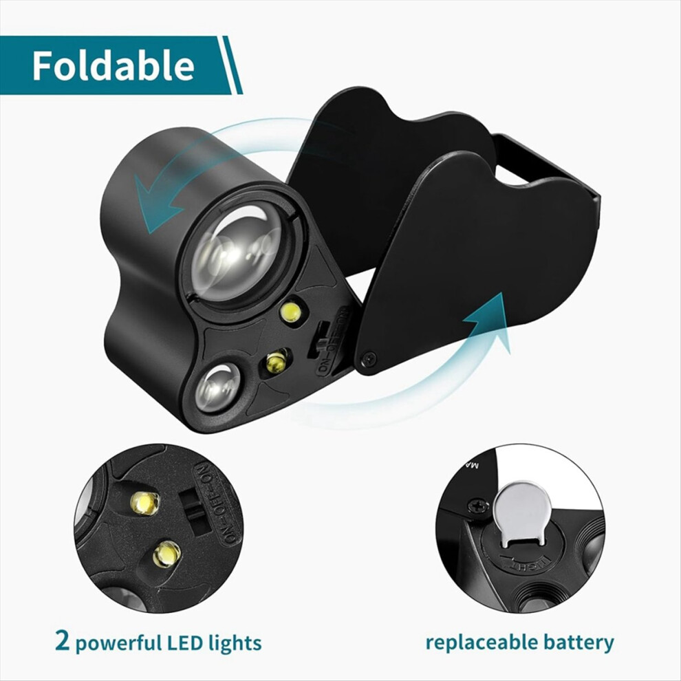 Light 30X 60X Jewelers Loupe Bundle With 10X 20X 45X Large Magnifying Glass
