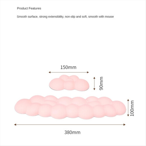 1 sett Cloud håndleddsstøtte ergonomisk musematte tastatur musematte hvit