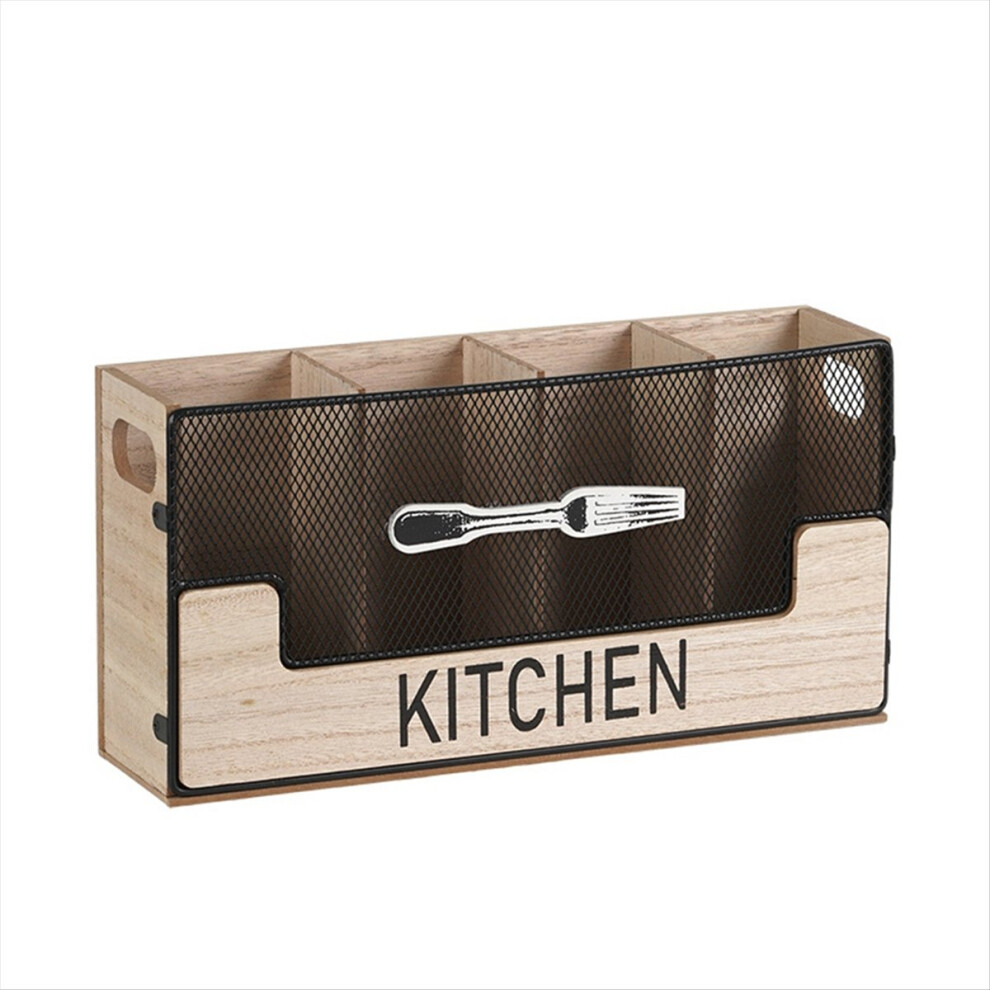Kitchen Counter Utensil Holder Wood Flatware Organizer,Black-image-OPC-PMDCGTP-NEW